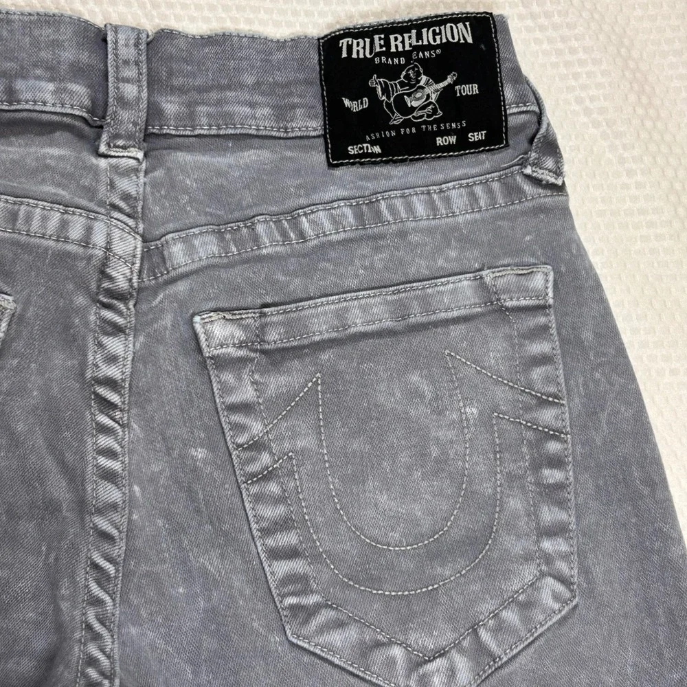 True Religion Rocco Relaxed Skinny Grey Acid Wash Denim Shorts Mens 31
